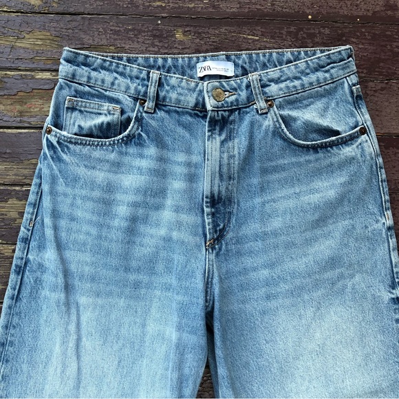 Zara Mid Rise Loose Jeans Folded Cuffs Wide Leg 10 - Picture 3 of 13